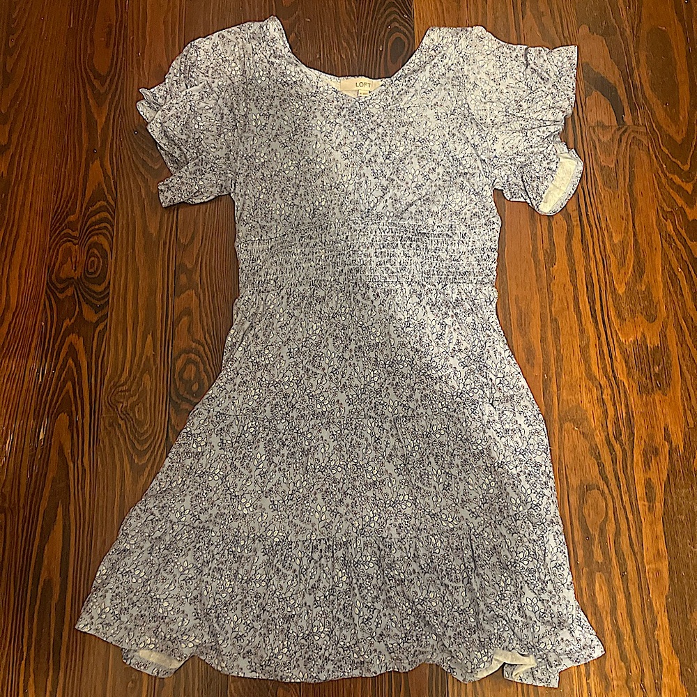 Loft light blue with flowers mini dress (never worn)